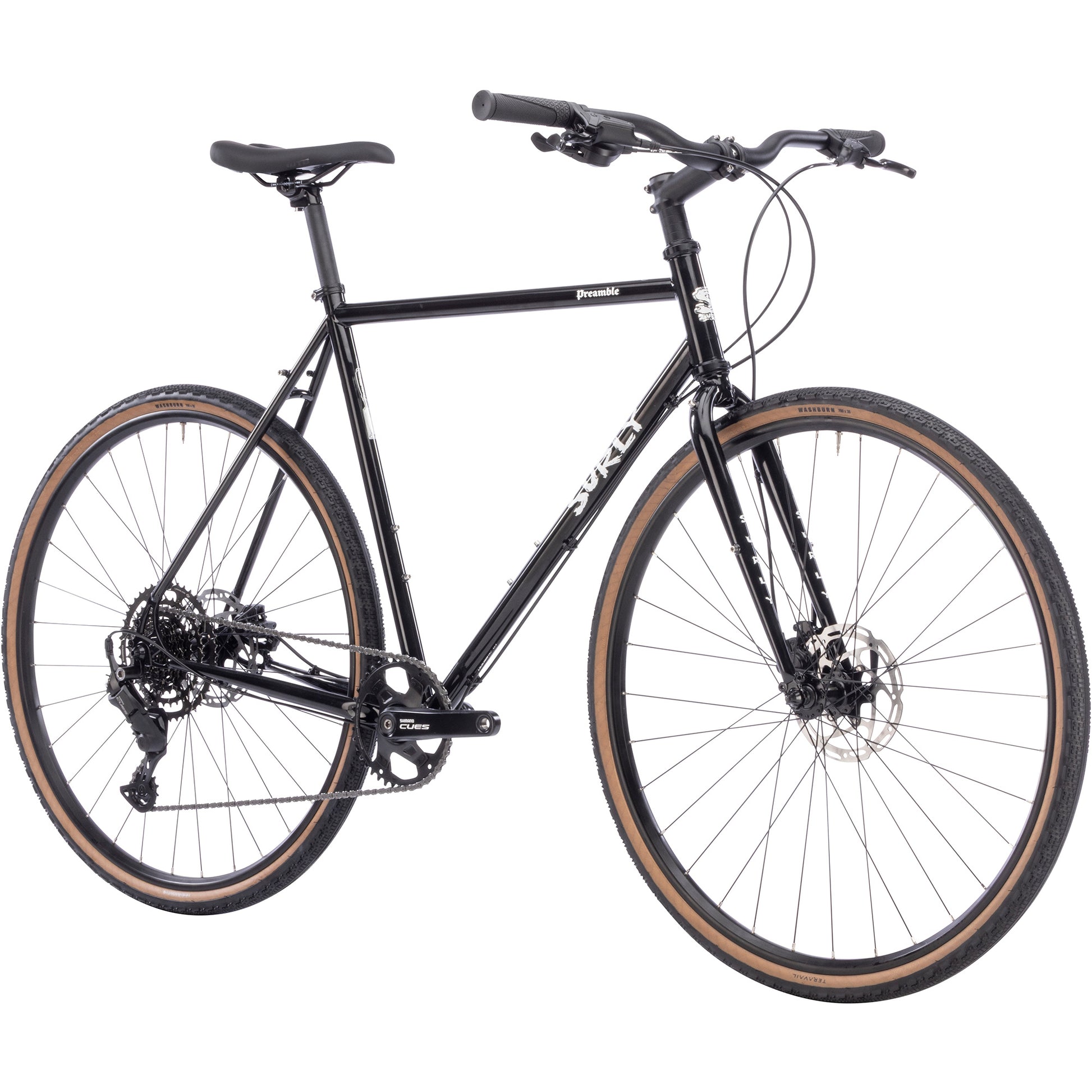 Surly Preamble Flat Bar bike black color front three-quarter view on white background
