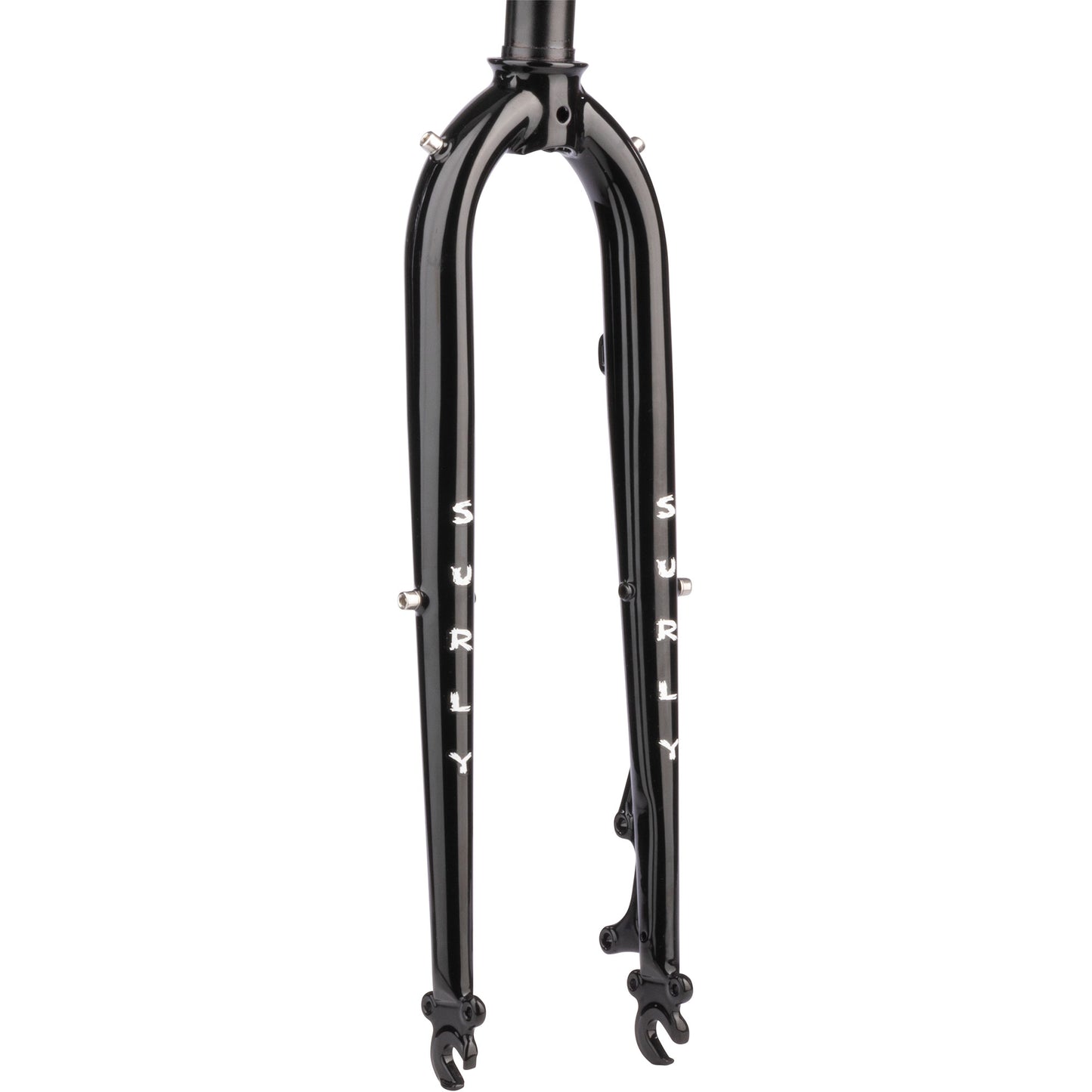 Surly Preamble Fork black with Surly logos on legs shown on white background