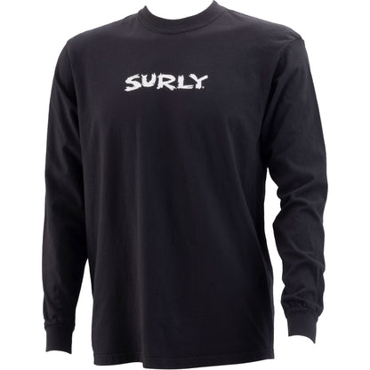 Black long-sleeve shirt with 'Surly' logo on a white background