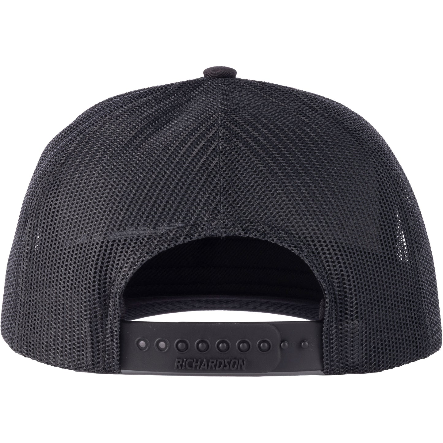 Black mesh cap with Richardson branding on a white background