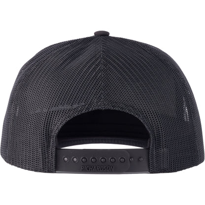Black mesh cap with Richardson branding on a white background