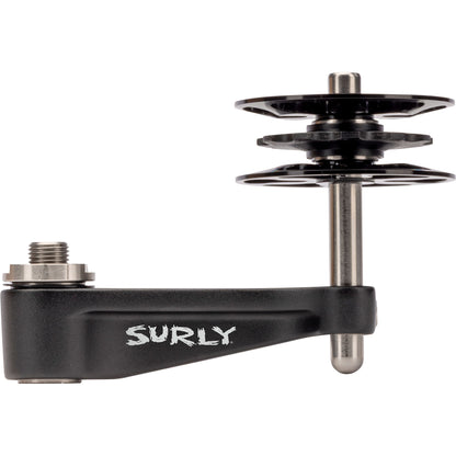 Surly Singleator single speed chain tensioner black color on white background top down view