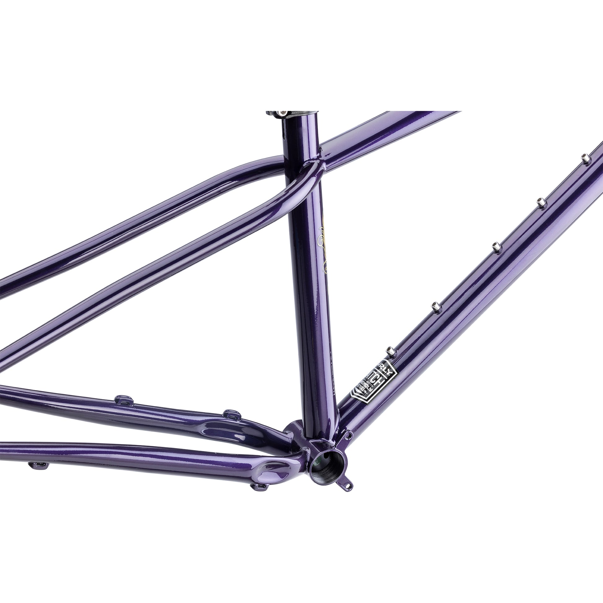 Surly Sorceress Frame focus on bottom bracket area on white background