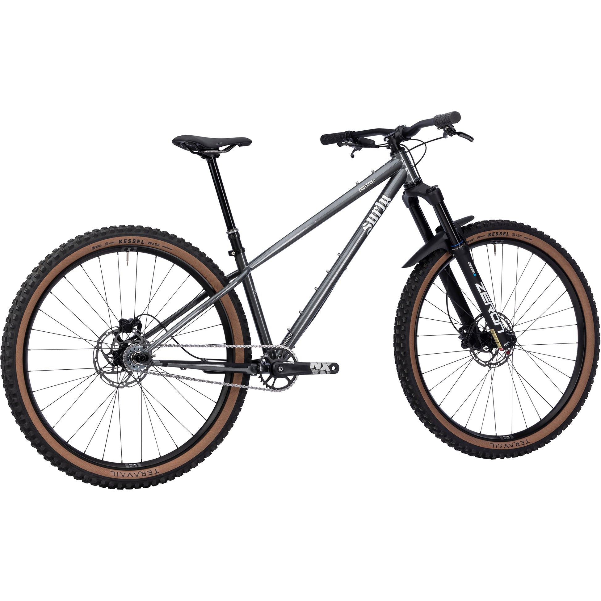 Surly Sorceress Single Speed Bike in gray color rear three-quarter view on white background