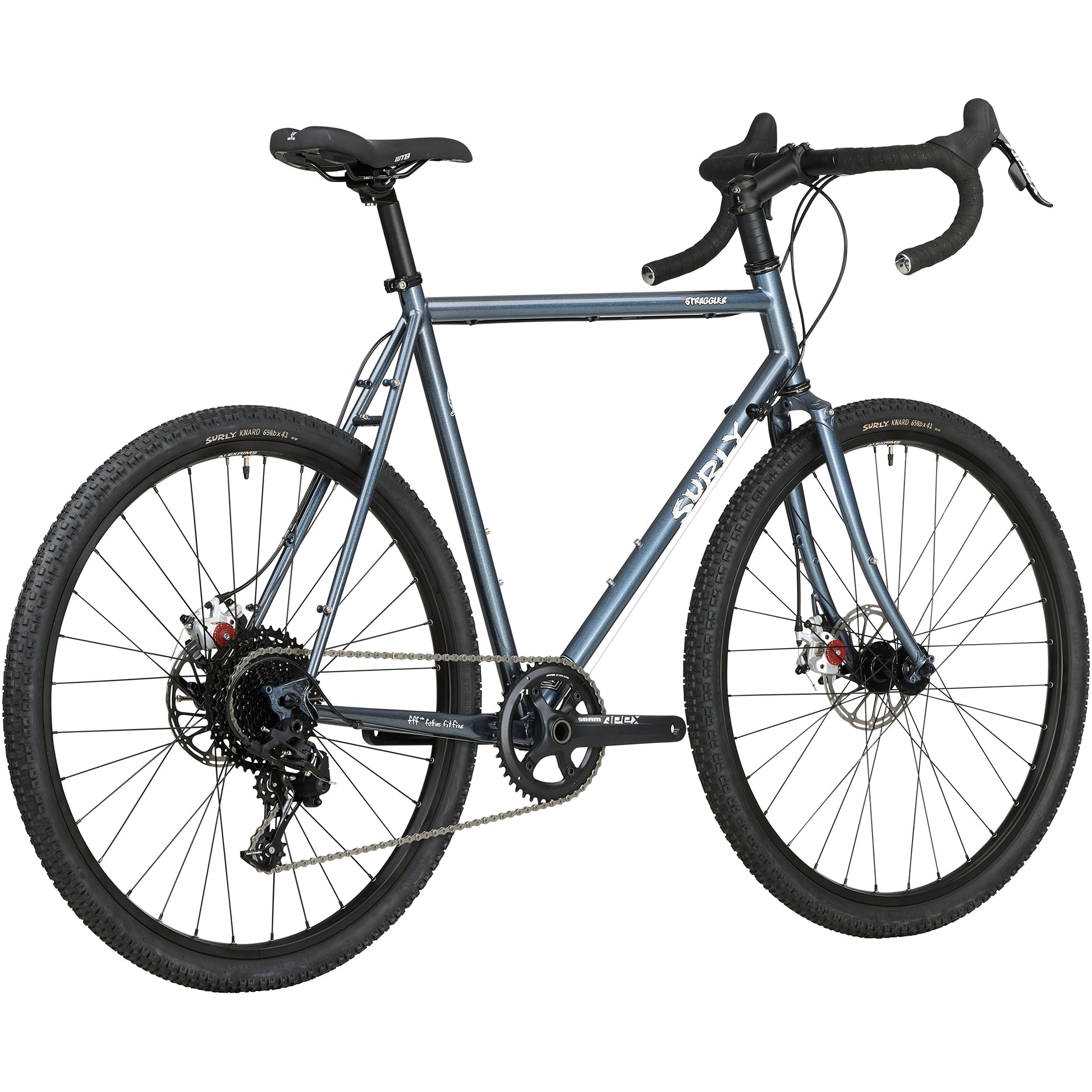 Surly Straggler 650b bike Cold Steel Blue rear three-quarter view