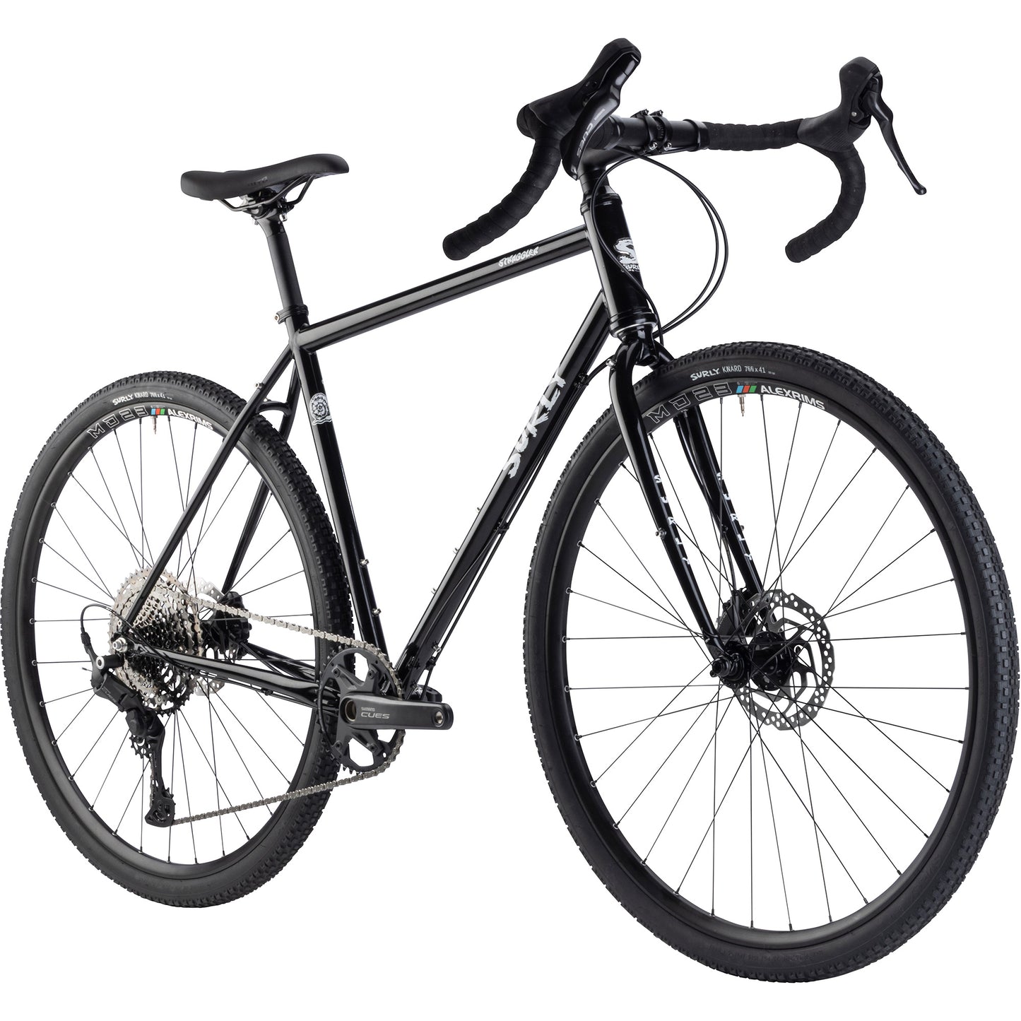 Surly Straggler Bike Hi-Viz Black color front three-quarter view on white background