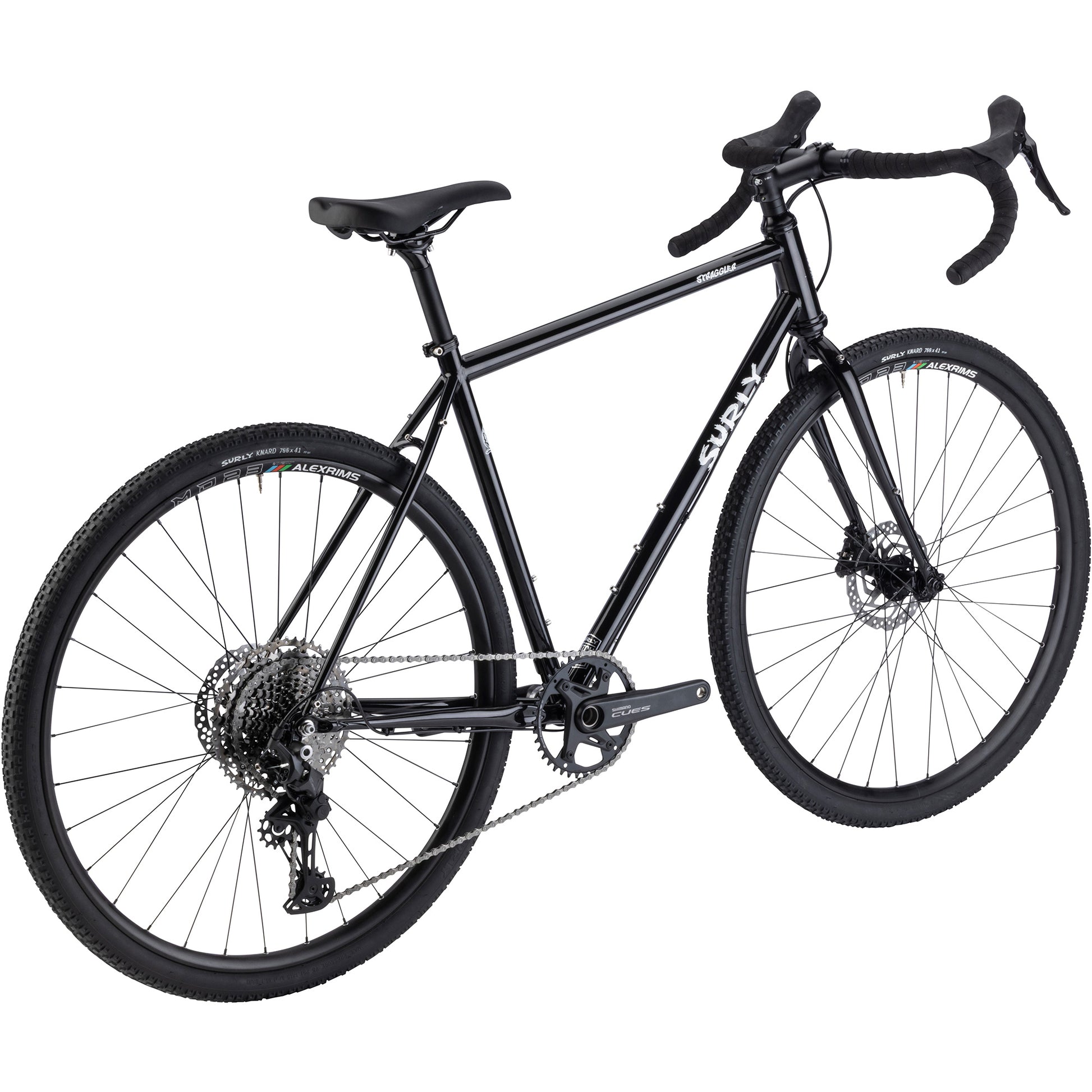 Surly Straggler Bike Hi-Viz Black color rear three-quarter view on white background