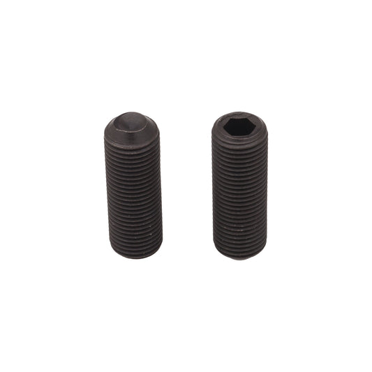 Two black screws on a white background