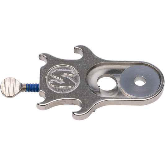Surly Snuggnut silver chain tensioner with washer installed on white background