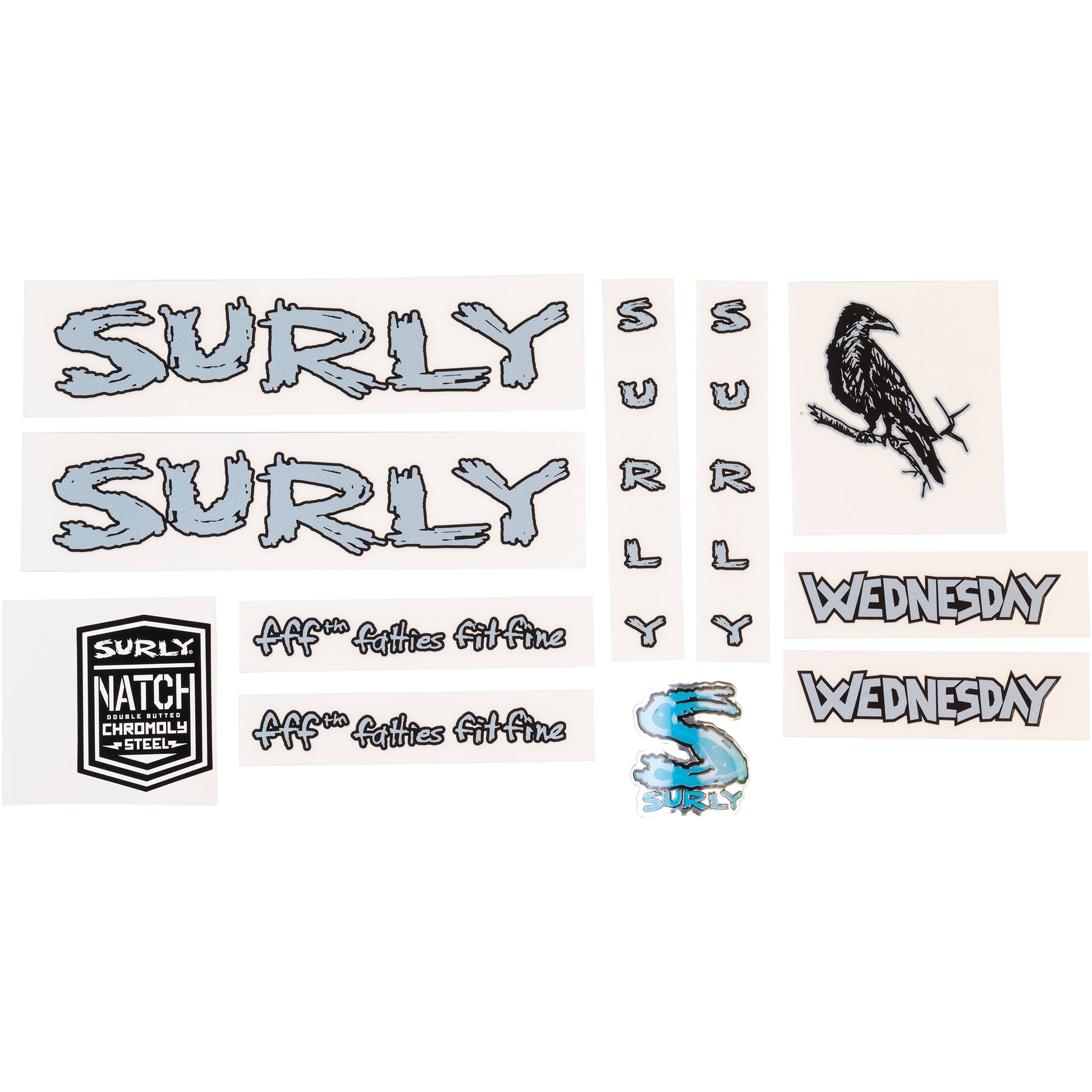 Surly Wednesday Decal Set Blue sheet of all decals for bike with headbadge