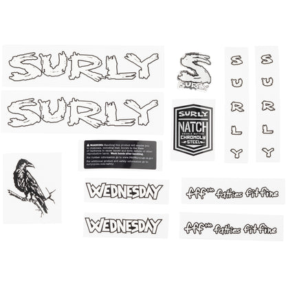 Surly Wednesday Decal Set White sheet of all decals for bike with headbadge
