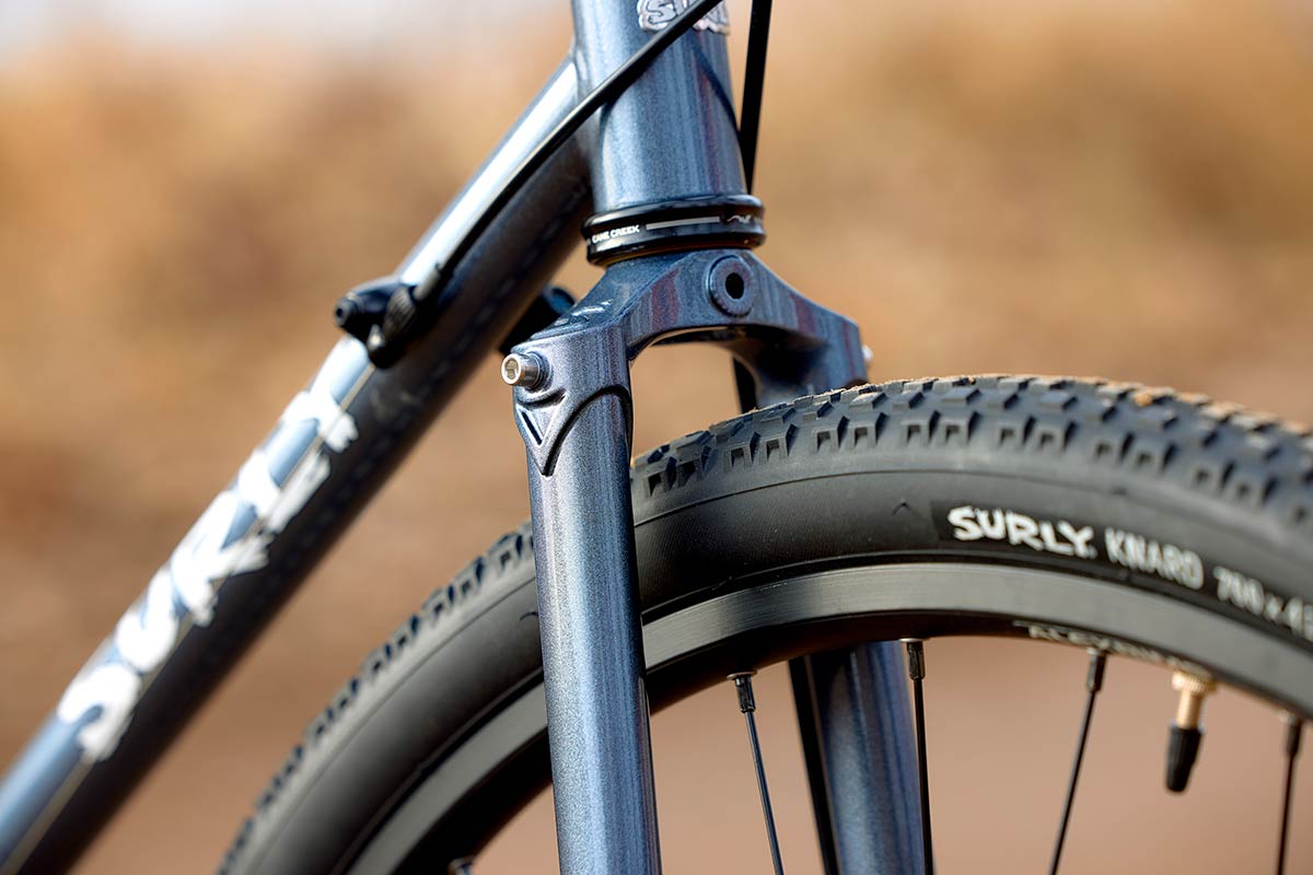 Surly Straggler fork crown detail also showing headtube and downtube