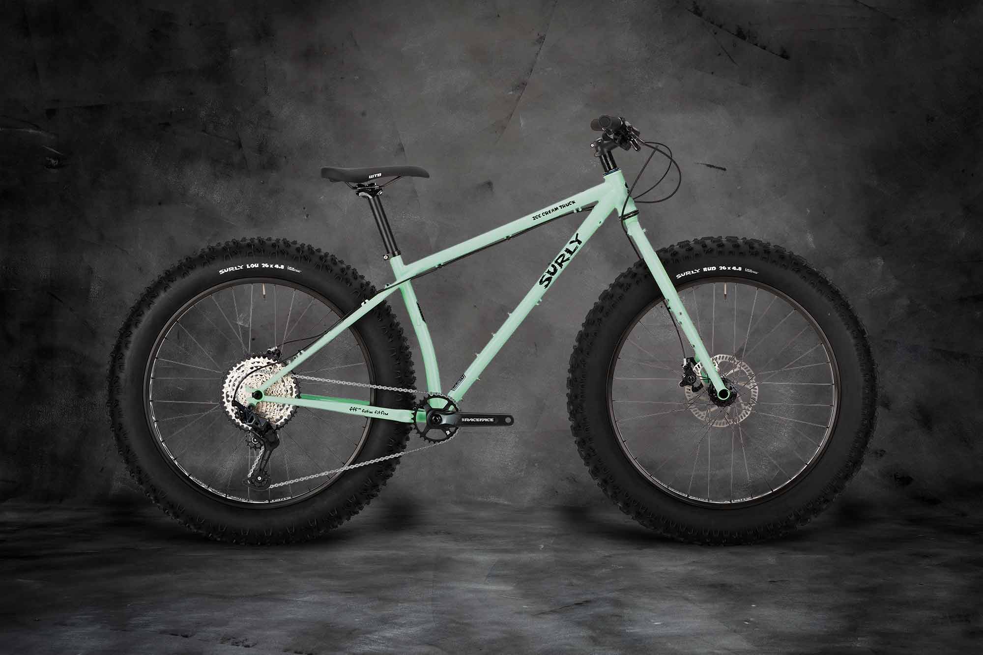 Surly Ice Cream Truck fat bike side view, Buttermint Green color