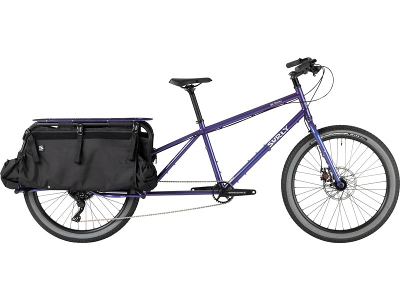 Surly Big Dummy Cargo Bike, Bruised Ego Purple, side view on white background
