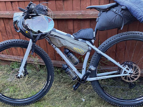 Surly Krampus parked and set-up with bikepacking bags