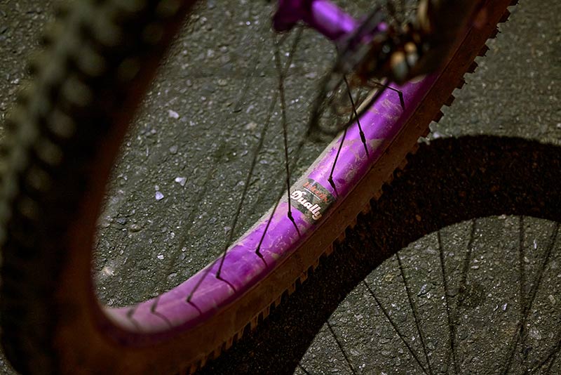 Detail of Paul's custom Surly Krampus focus on rear rim and tire