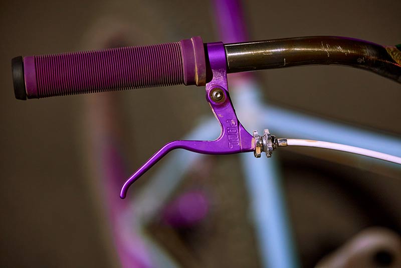 Detail of Paul's custom Surly Krampus grips, and brake levers