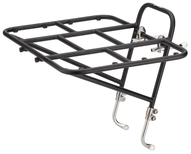 Right angled profile view of Surly 12 Rat Pack bike gear rack, black