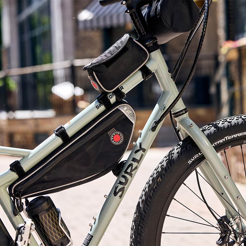 Surly Skid Loader bike close up of frame and bags