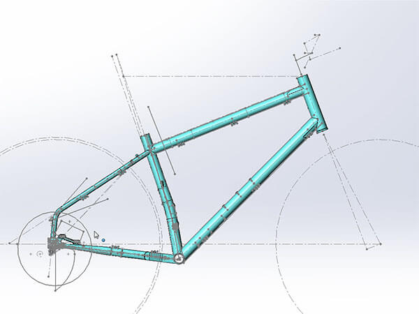 Frame drawing of Grappler showing angles and geometry measurements