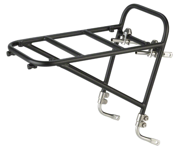Right angled profile view of Surly 8 Rat Pack bike gear rack, black