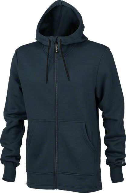 Surly Wool Hoodie for man - black - front view with hood up