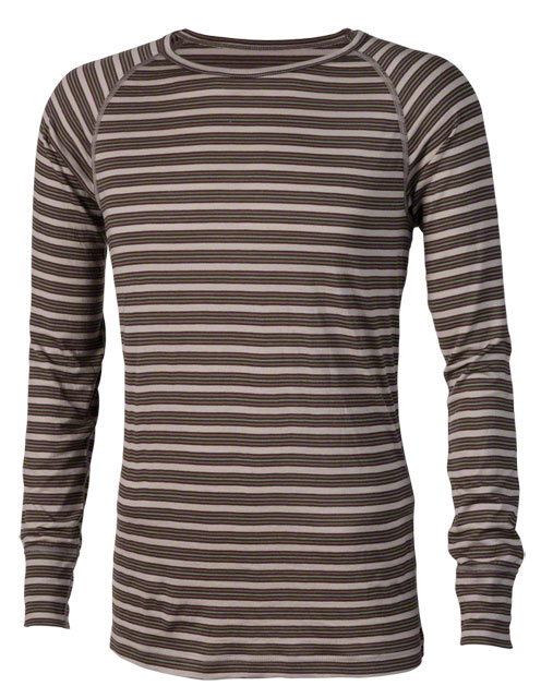 Surly Wool Long Sleeve Raglan Jersey - men's - brown & tan vertical stripes - front view with white background
