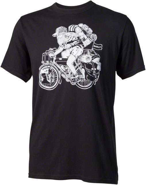 Surly Long Haul Trucker t-shirt - men's - black with a white graphics - front view with white background