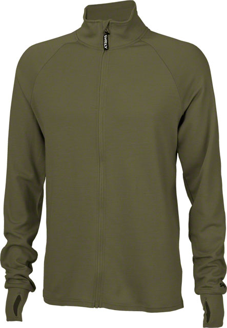 Surly Wool Long Sleeve Jersey - men's - olive drab - front view with white background