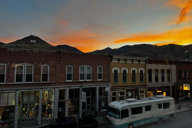 Sunset in Salida, Colorado from town