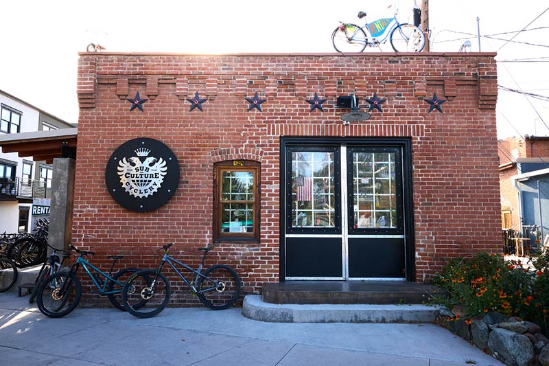 Subculture bike shop from outside with bikes parked