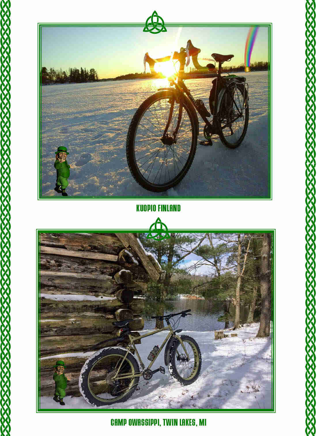 Two images of Surly bikes, with their specific location shown below each image