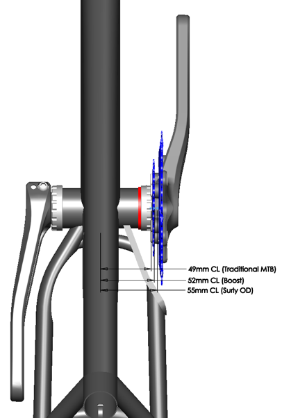 CAD illustration - Surly bikes - center line specification detail