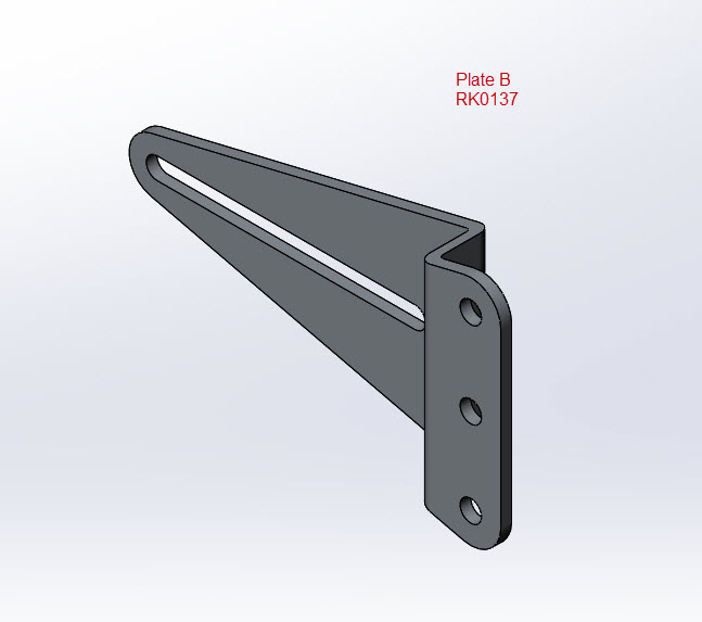 CAD Illustration - Plate B RK0137 detail - Upper offset sliding plate for a Surly Front Rack