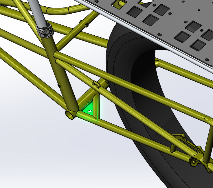 CAD illustration of a Surly Bike Fat Dummy bike frame - kickstand plate detail 