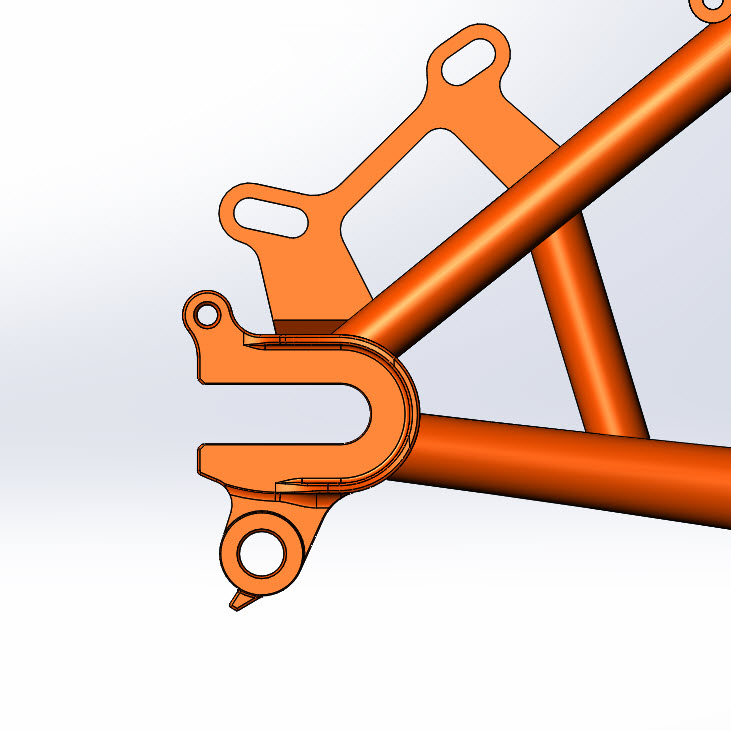CAD Illustration - Surly Wednesday bike frame - one-piece cast dropout detail - right side view