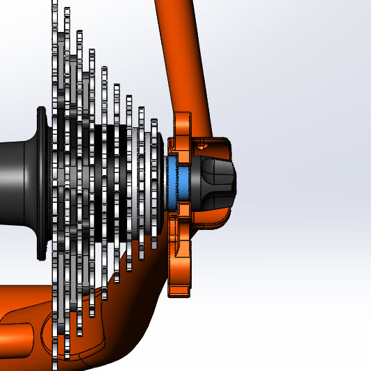 CAD Illustration - Surly bike frame - dropout adapter washer detail - rear right side view