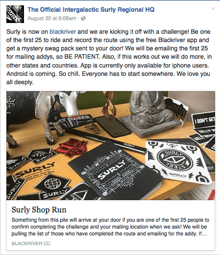 Blog announcement from The Official Intergalactic Surly Regional HQ-with Surly paraphernalia  shown between the print