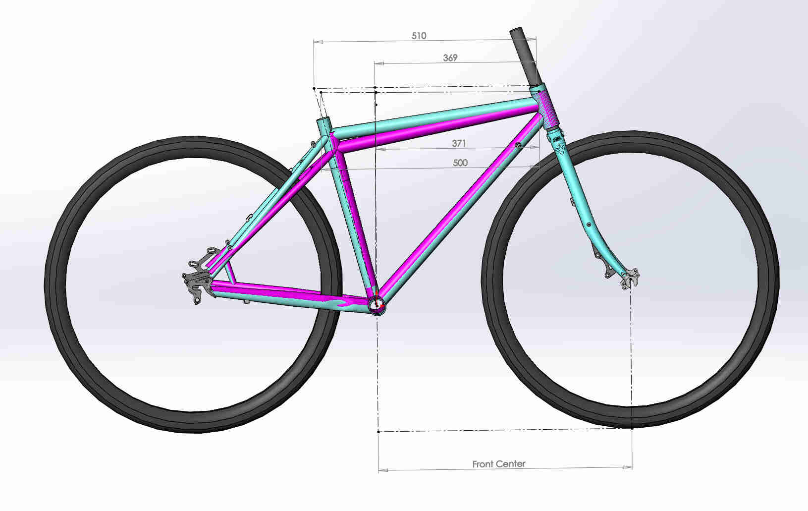 CAD illustration - Surly Straggler bike -  fitment specifications