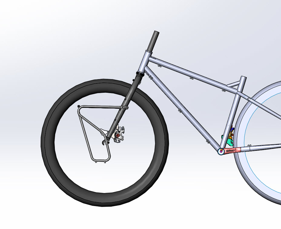 CAD Illustration of a bicycle - Surly Unicrown forks with Salsa Down Under Rack - left side view
