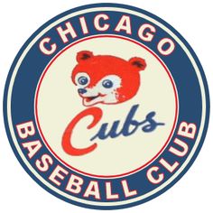 A round, red, white and blue, Chicago Cubs Baseball Club logo
