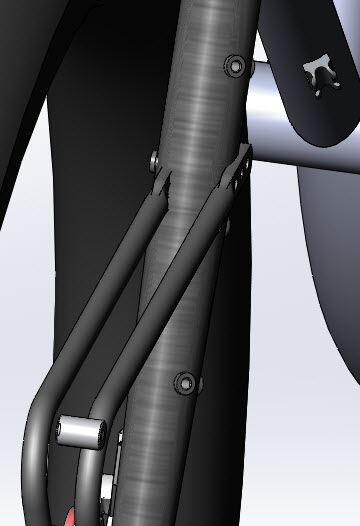 CAD Illustration - Salsa Down Under rack - mid blade mount detail - front, close up view