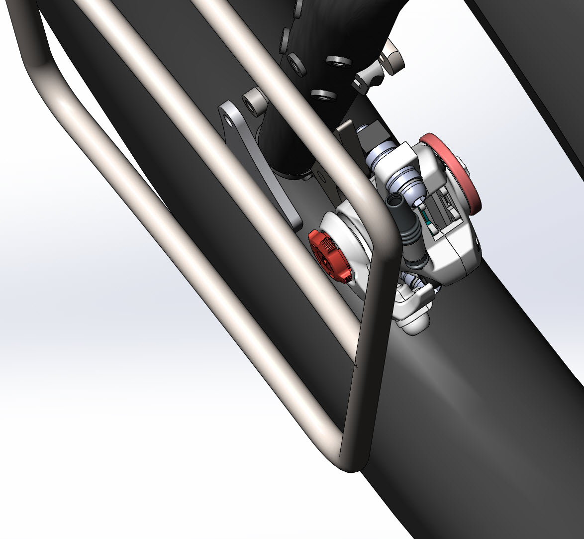 CAD Illustration - Salsa Down Under HD rack - barrel boss mount detail - close up view