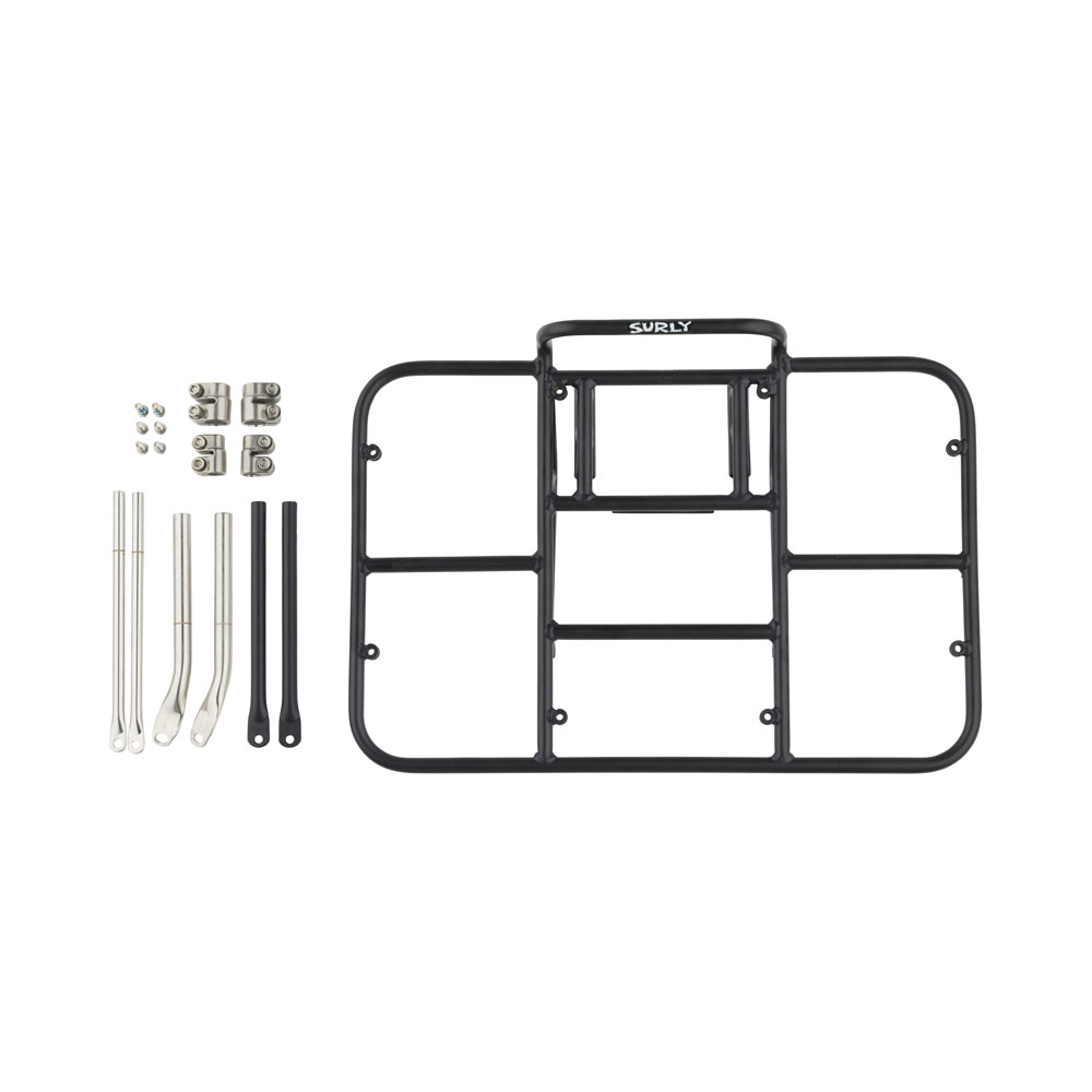 Surly 24-Pack Rack 2.0 Black disassembled on white background