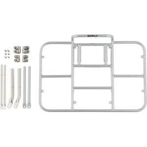 Surly 24-Pack Rack 2.0 Silver disassembled on white background