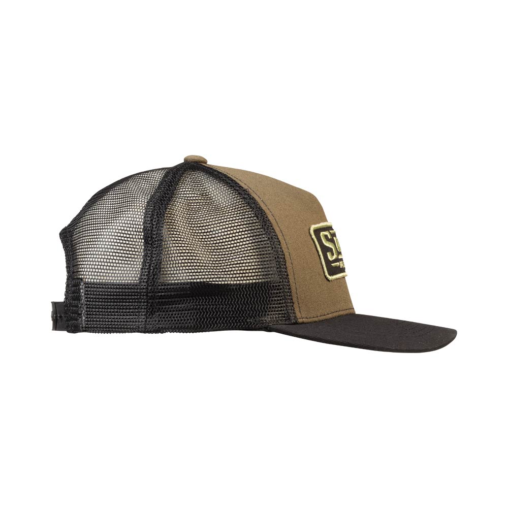 Assistant Executive Director Trucker Hat, side view, green and black