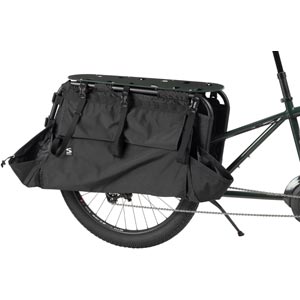 Surly Big Dummy Bag mounted on cargo Ebike with side pocket fully expanded