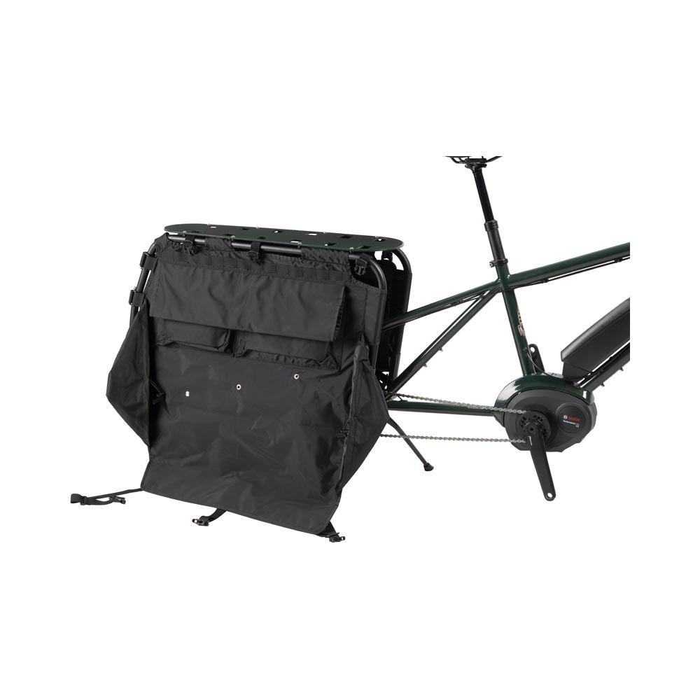 Surly Big Dummy Bag mounted on cargo Ebike with side pocket fully open