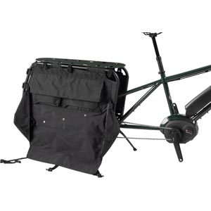 Surly Big Dummy Bag mounted on cargo Ebike with side pocket fully open