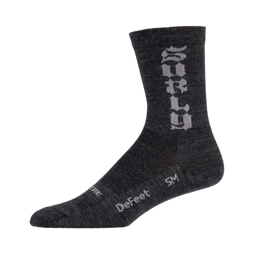 Surly Born to Lose Sock, charcoal side view on white background
